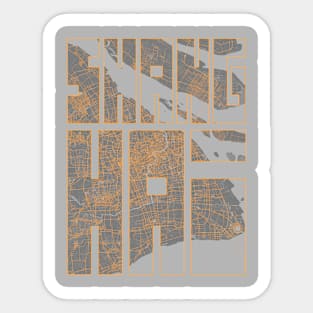 Shanghai, China City Map Typography - Bauhaus Sticker